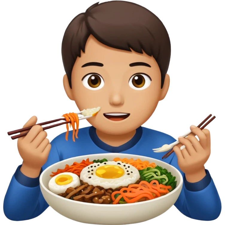 비빔밥 먹는 사람이나 비빔밥을 이모지로 그려줘 emoji