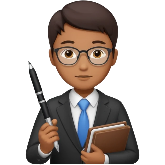 Asian accountant holding a pen and ledger emoji
