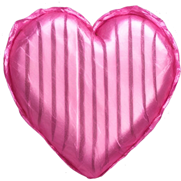 heart shaped candy wrapped in pink crinkle foil emoji