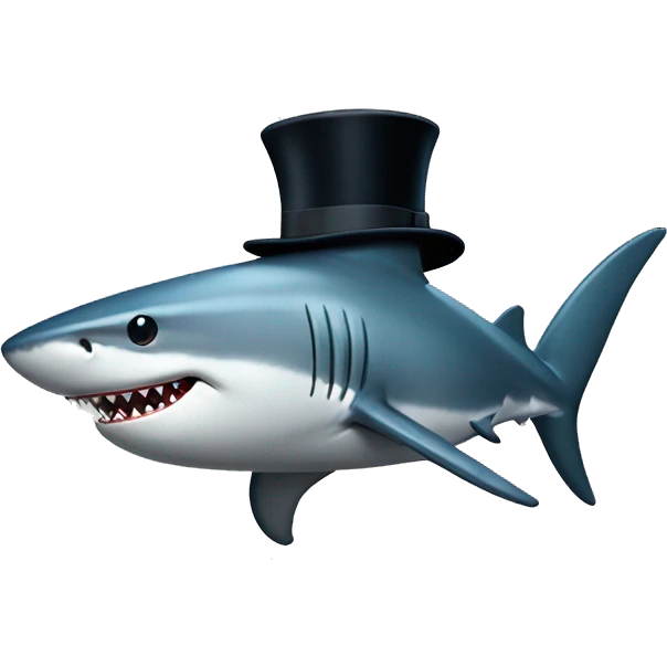 Shark with a top hat emoji