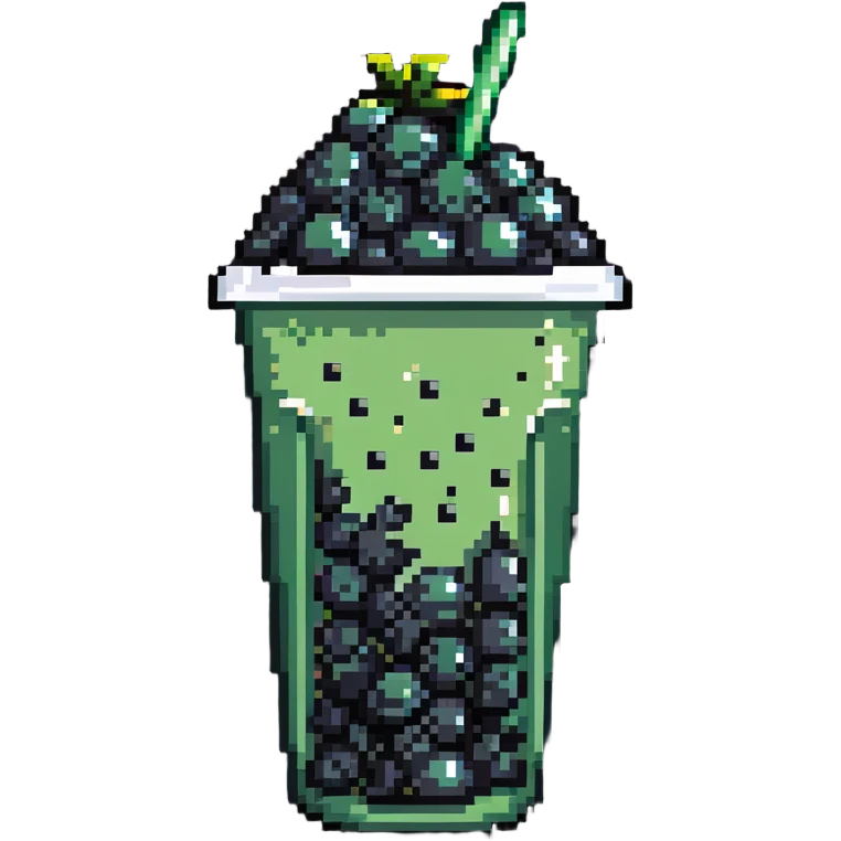 green bubble tea cup with black tapioca pearls emoji