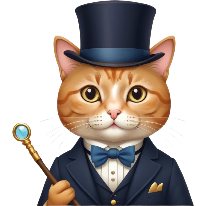 Ariatocrat cat. He walks with a monocle and a stick. Loves museums and theaters. You can also add a butterfly to it. emoji
