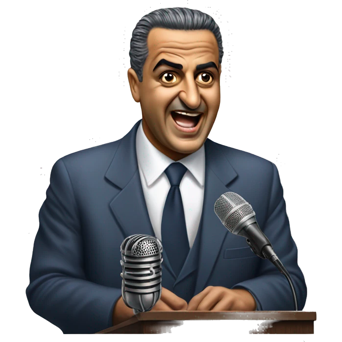 Gamal Abdel Nasser photorealistic speaking in microphone emoji