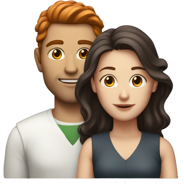 a man with short dark hair and a white woman with long red hair emoji