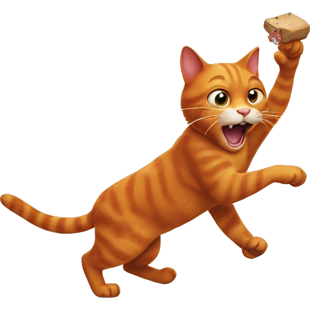 Red cat catching mouse  emoji