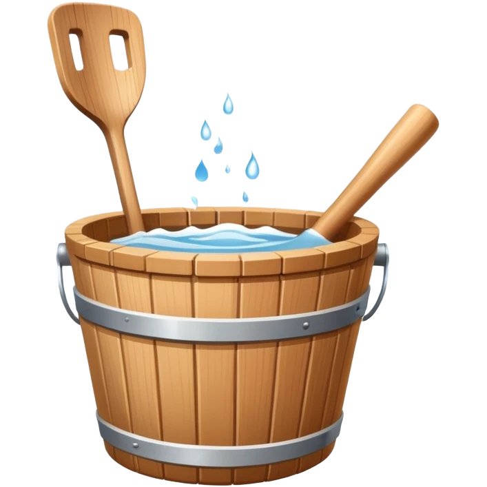 Sauna wooden bucket and ladle emoji