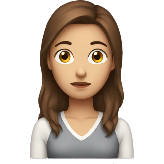 worried woman brown hair emoji