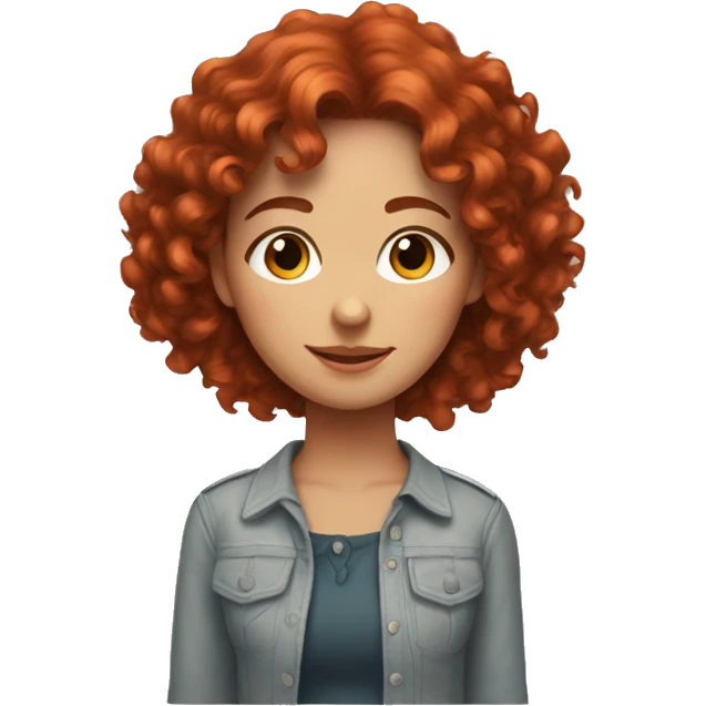 girl, red-haired, curly hair, medium length in a top emoji