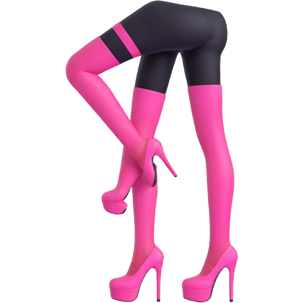 pink platform heel with leg in stockings emoji