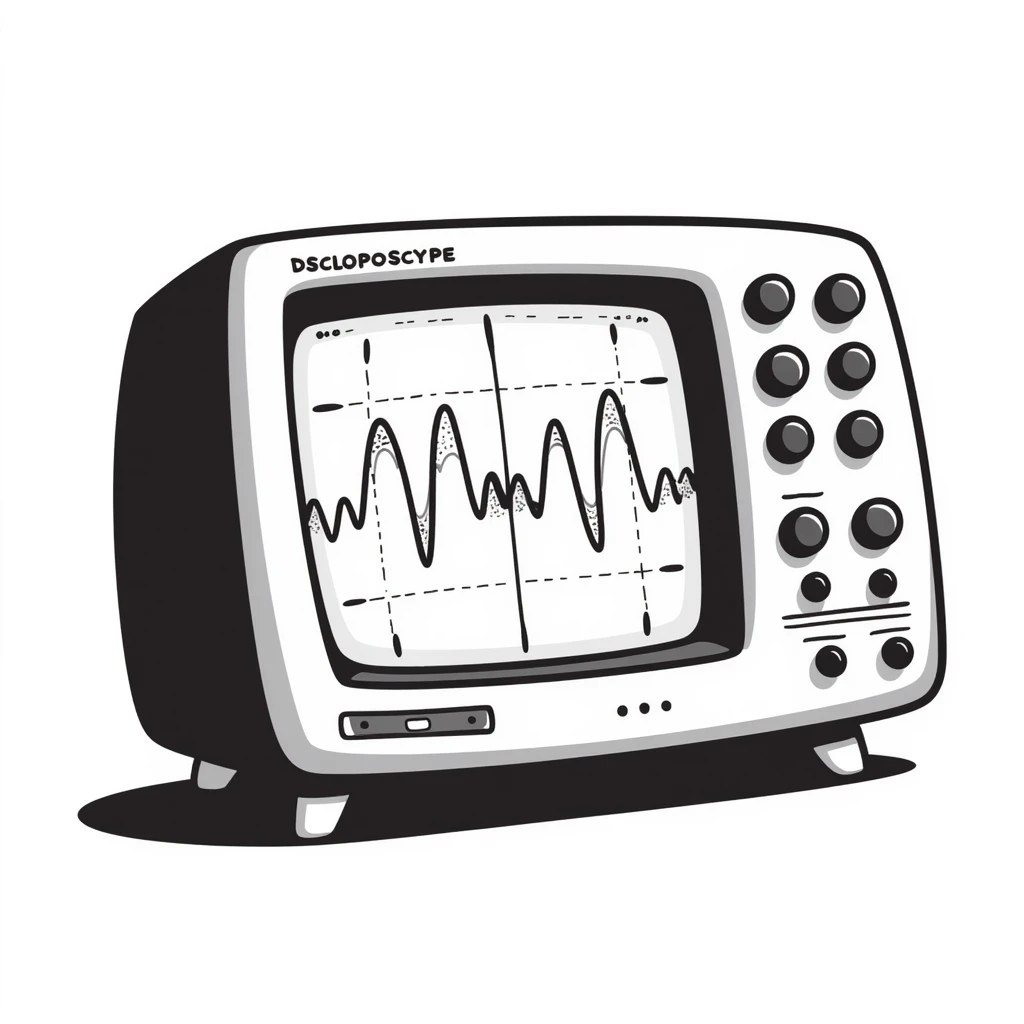 A hand-drawn oscilloscope with signal wave patterns on the screen emoji