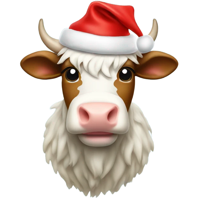 Christmas Highlander cow with santa hat emoji