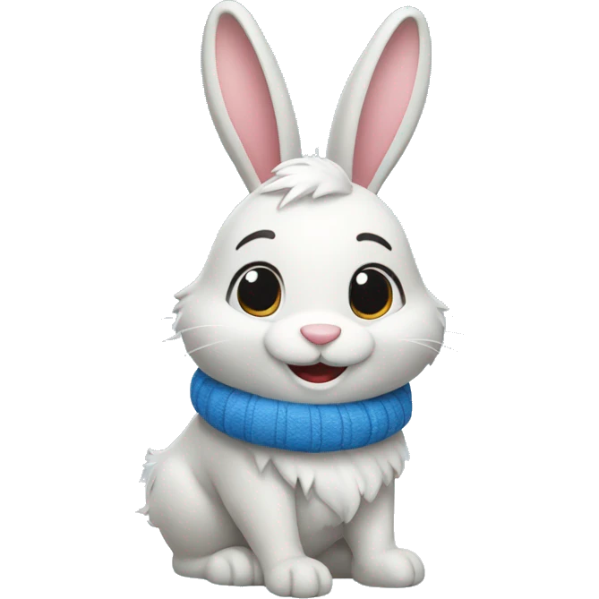 Happy bunny with snow winter style emoji