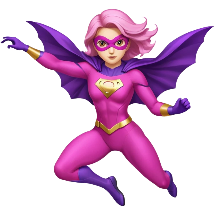 pink violet woman superhero flying emoji