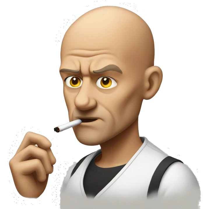 Bald man smoking and mad emoji