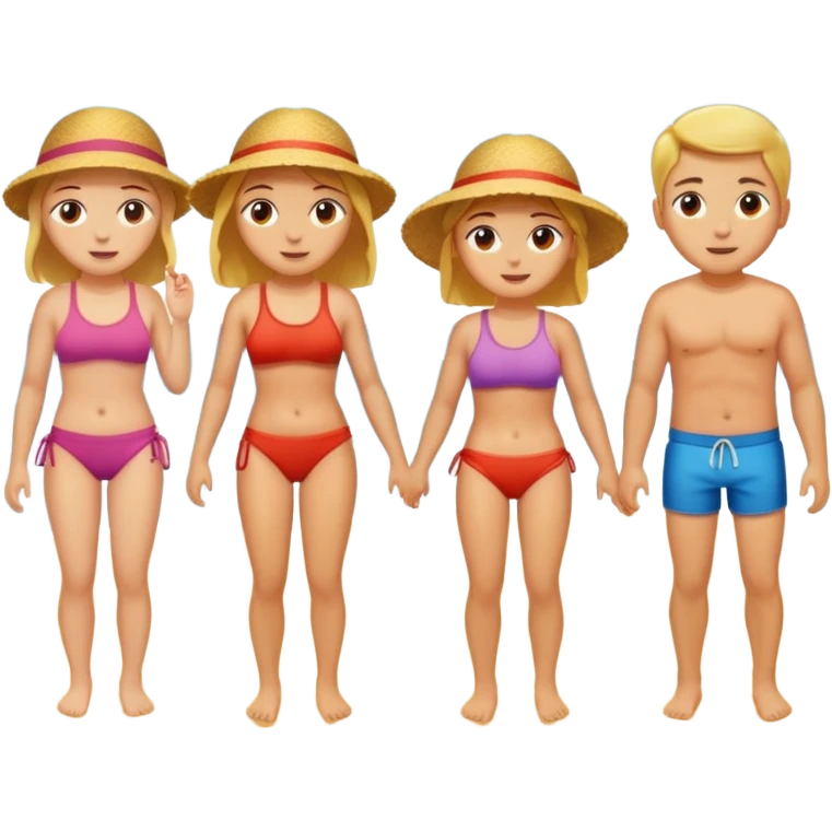 Create an emoji of 3 people feeling hot on the beach. emoji