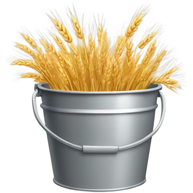 A pile of wheat inside a bucket emoji. emoji