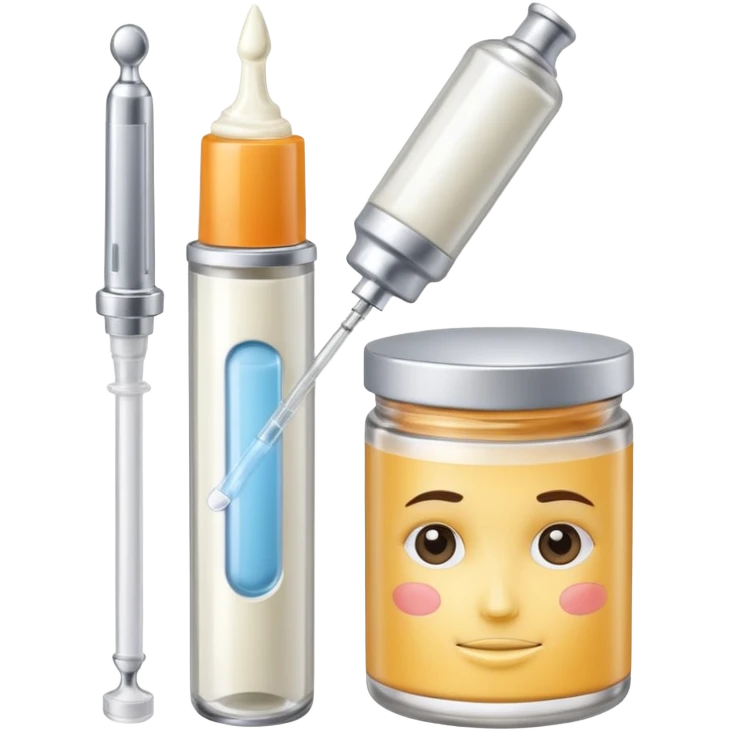 A Syringe with a can of face cream on the side emoji