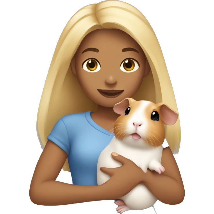blonde girl holding guinea pig  emoji