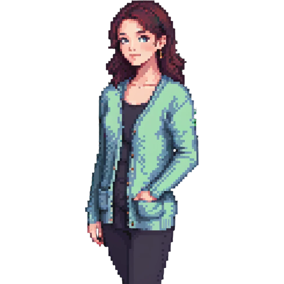 gray woman knit cardigan, simple pose emoji