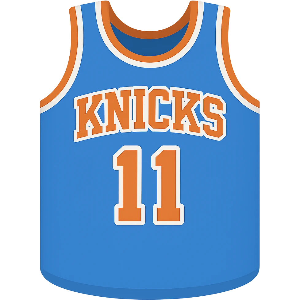 new york knicks basketball jersey featuring the number 11, twitter emoji style emoji