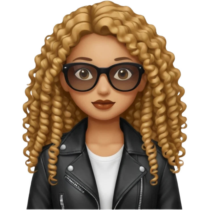 Biker Gang with Sunglasses,girl, long curly hair, sunglasses, gangter emoji