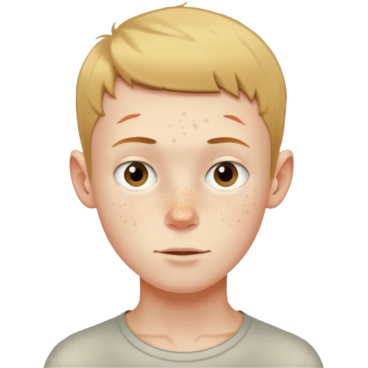 a skinny pale boy with very short thin hair and a bit of freckles emoji