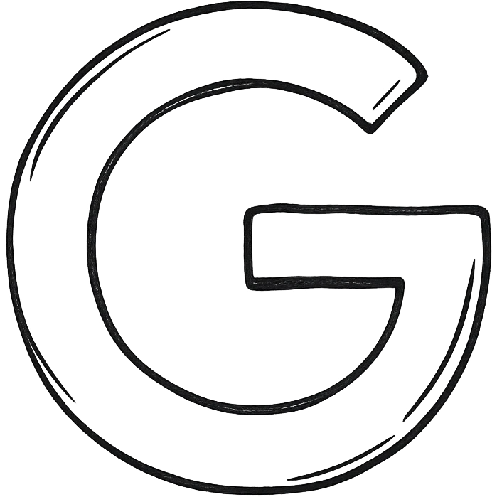 hand-drawn outlined icon inspired by the Google 'G' logo emoji