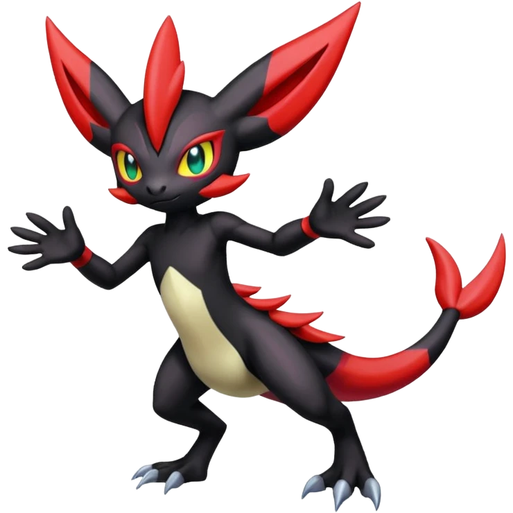 Colorful Meloetta-Guilmon-Darkrai-Pokémon-Fakémon-fusion-hybrid-creature emoji