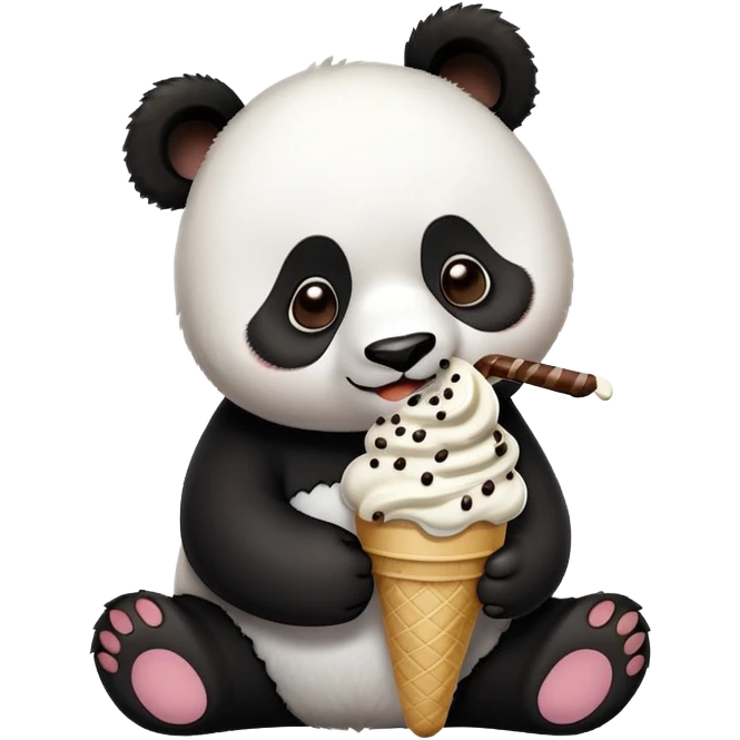 Panda eating ice cream emoji