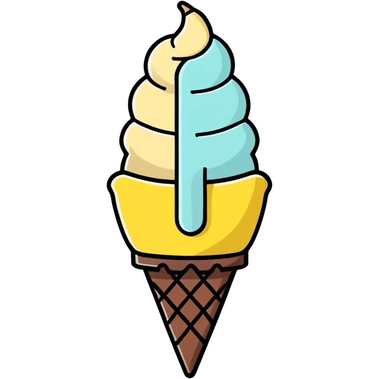Ice cream cone with banana and chocolate ice cream emoji