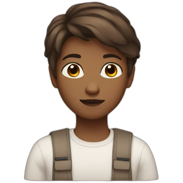 short brown haired nonbinary emoji