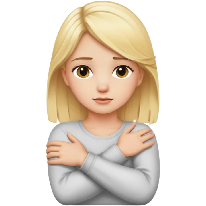 blonde girl crossing her arms holding her heck emoji