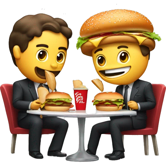 Dos amigos comiendo hamburguesas en paris emoji