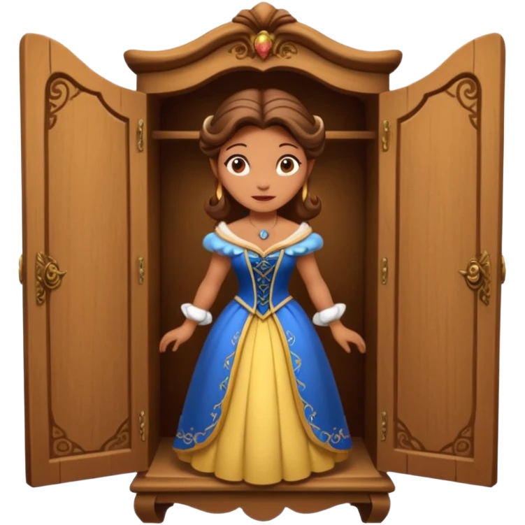 A middle-aged lady character from the fairy tale Beauty and the Beast — she was turned into a wardrobe by magic, while retaining the wardrobe's original form and having an anthropomorphic face. emoji