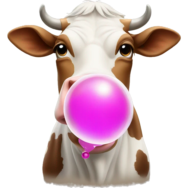 Cow blowing a bubble emoji