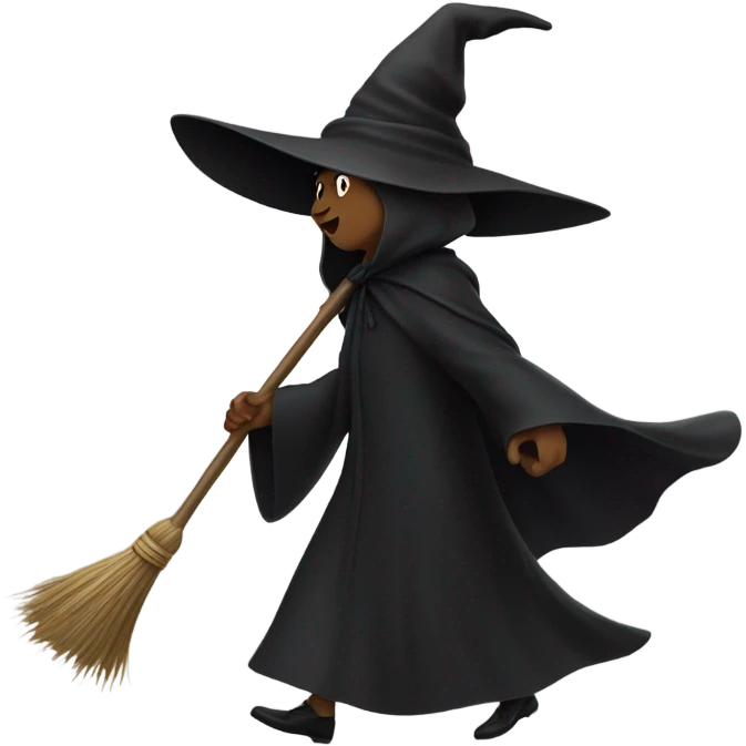 Witch floating down the street emoji
