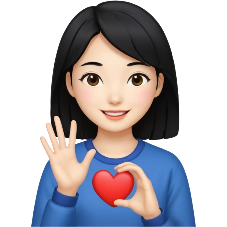 Smiling girl doing the Korean heart emoji