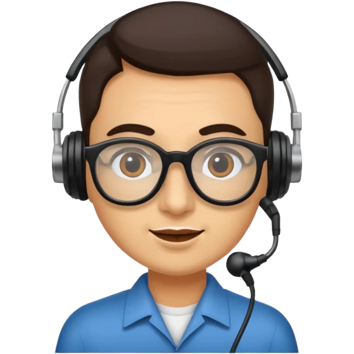 Un locutor de radio moreno con gafas emoji