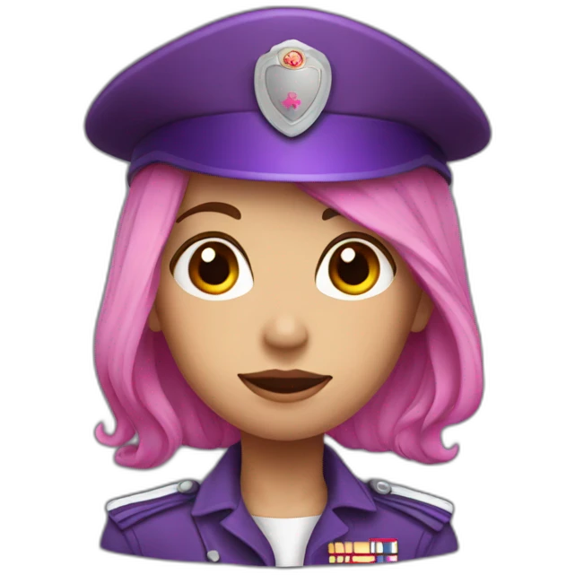 Pink Hair soldier girl with purple uniform  emoji