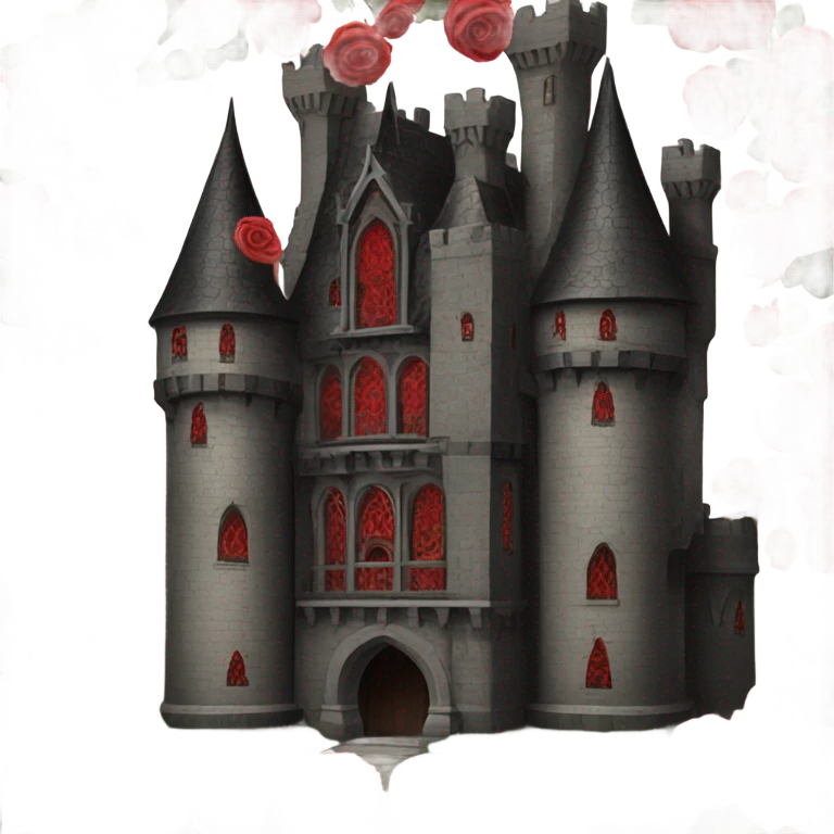 Black and red gothic castle with roses emoji