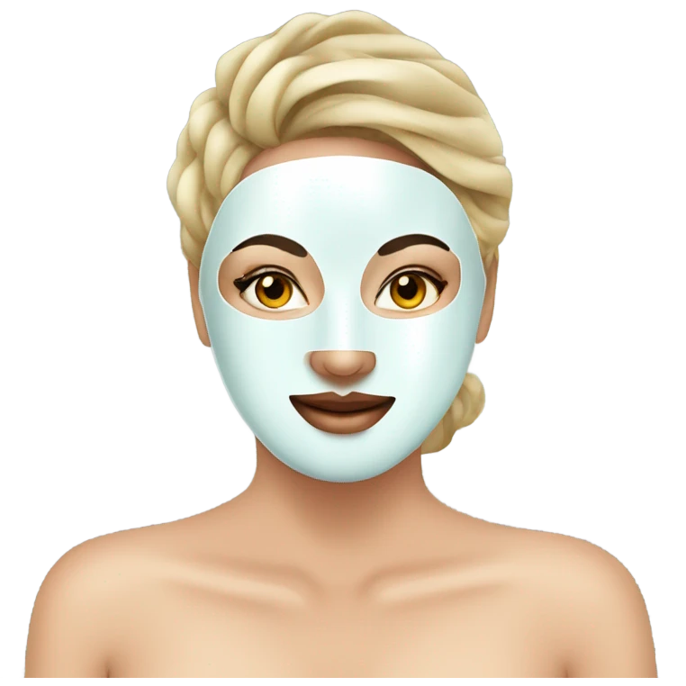 Lady with face mask spa beauty full face relaxing emoji
