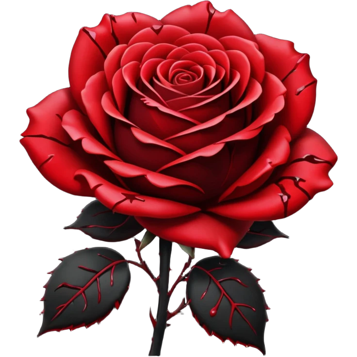 A pitch black aesthetic rose with crimson blood splattered onto it  emoji