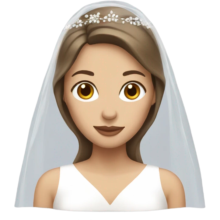 A white woman wearing a wedding veil with brown hair emoji