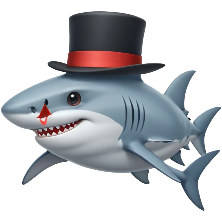 Shark with a top hat emoji