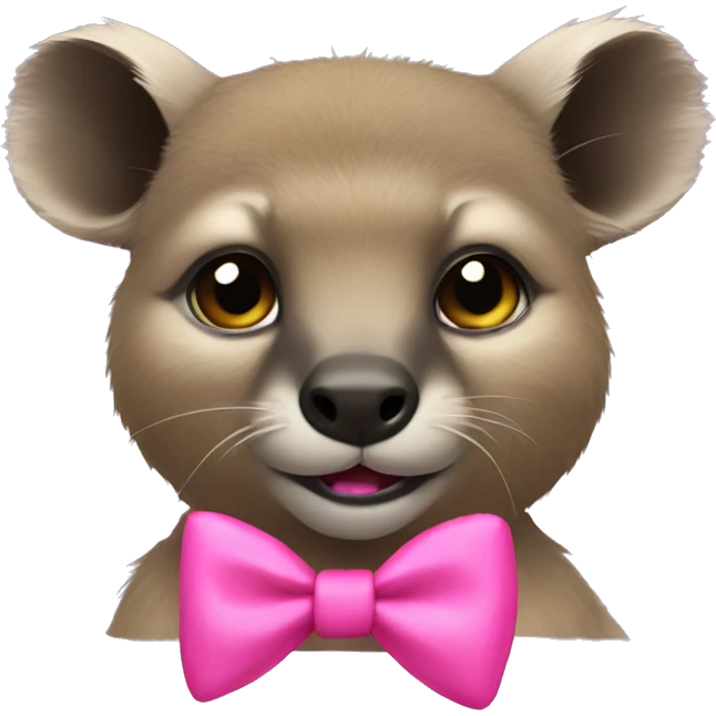 Rock hyrax wearing a pink bow emoji