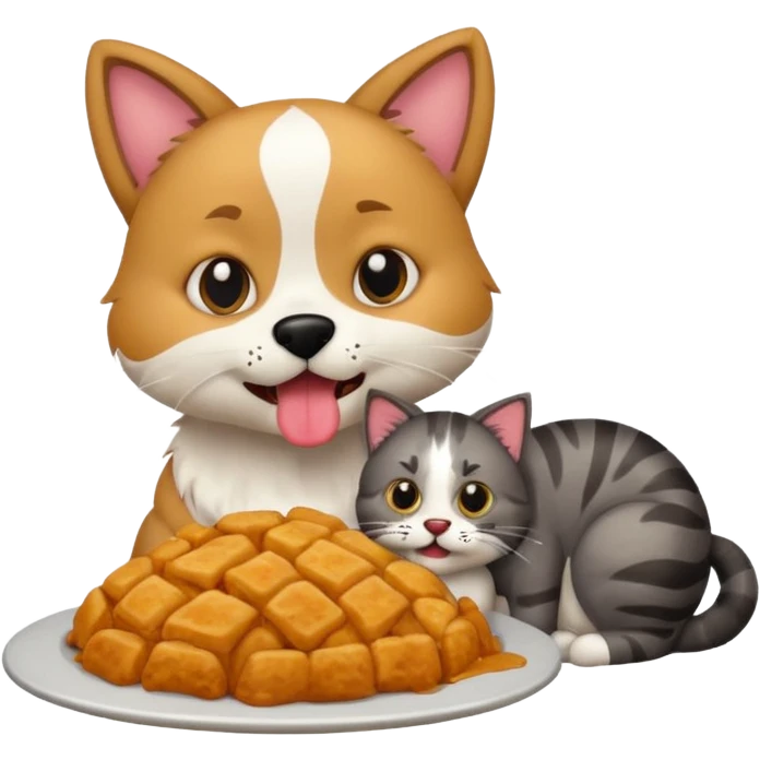 dog eating cat emoji