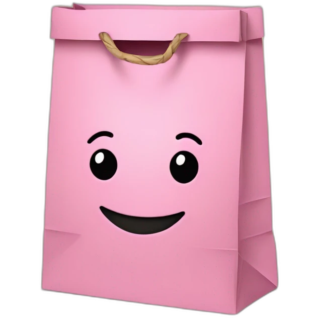 Pink paper bag with a smile emoji
