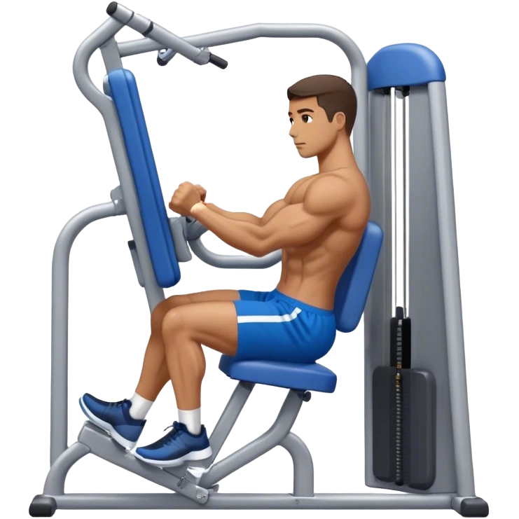 man with blue shorts exercising using side-deltoid-machine emoji