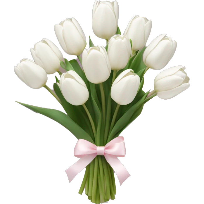 White tulips bouquet with light pink bow  emoji
