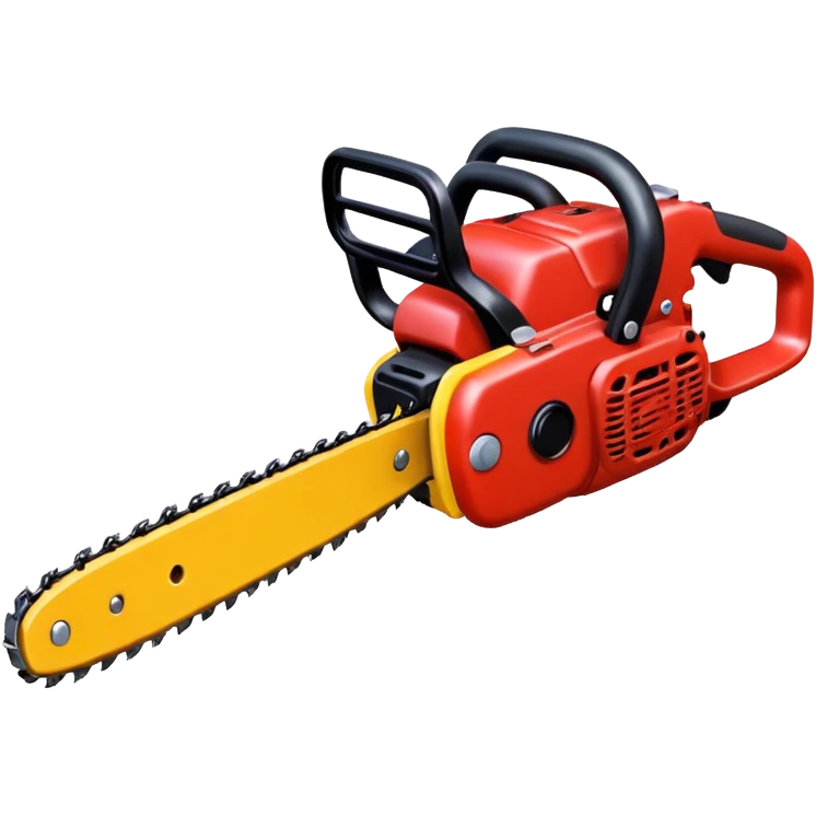 red and yellow Chainsaw, cartoon horror emoji, no background emoji
